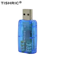 TISHRIC USB External Sound Card 5.1 3D Stereo Mic Headphone Audio Adapter USB to 3.5mm Jack For Mac PC Computer Android Windows