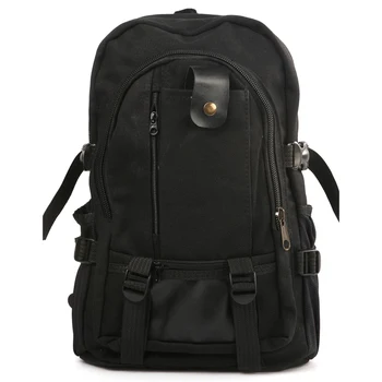 

Men Vintage Canvas Backpack Rucksack Satchel Hiking Bag Outdoor Bag (Black)