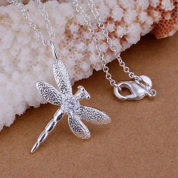 

Free Shipping 925 Sterling Silver Jewelry Pendant Fine Fashion Cute Silver Plated Zircon Dragonfly Pendants Top Quality CP011