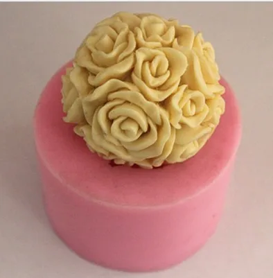 

Rose flower ball Silicone 3D Mold Cookware 7x7x3.2cm Non-Stick Cake Decoration Fondant Sugar craft soap chocolate Mold E66