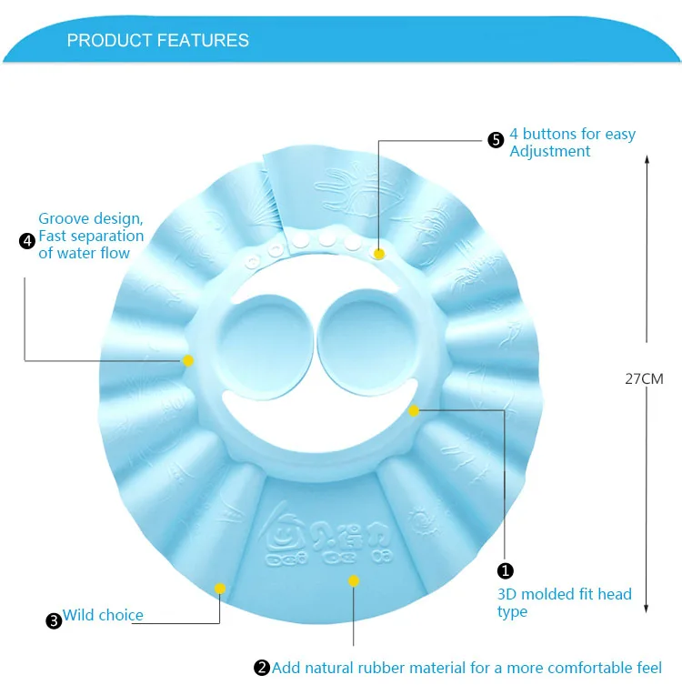 EVA регулируемый Душ козырек щит мыть волосы кепки шампунь сопротивление защиты уха глаз шляпа для маленьких детей младенческой
