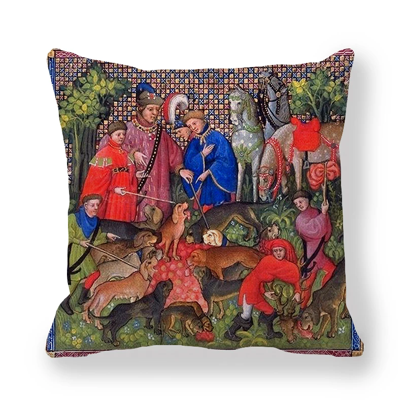 45cm*45cm medieval greyhound and Royal Hunt linen/cotton throw pillow covers couch cushion cover home decor pillow
