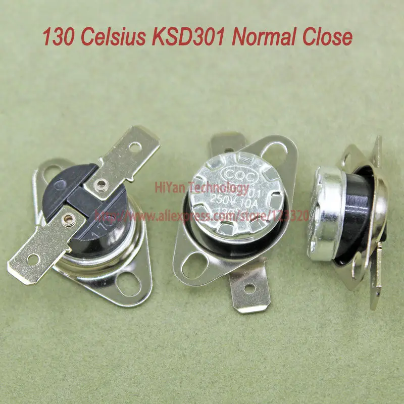 

10pcs/lot KSD301 Thermostat Normally Normal Close 130 Degrees Celsius Thermostat Switches NC Temperature Switch