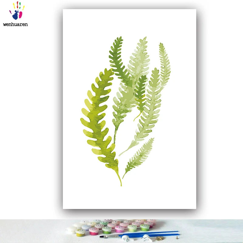 DIY colorings pictures by numbers with colors Watercolor leaf plant illustration picture drawing painting by numbers framed Home - Цвет: 10277