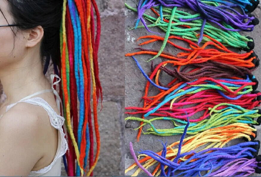 Braids hair.Dirty Reggae rainbow wig of dreadlocks .Nepal wool felt