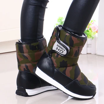 

-30 degree Russia winter warm baby shoes fashion Waterproof children's shoes girls boys boots for kids accessories Sky Red