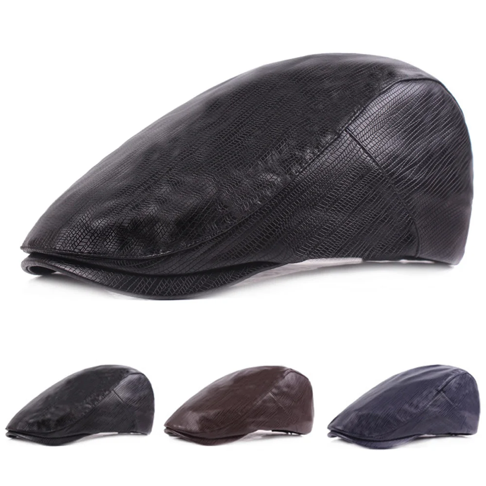 

Men High Grade Faux Leather Golf Driving Gatsby Hat Casual Beret Newsboy Cap HATCS0257