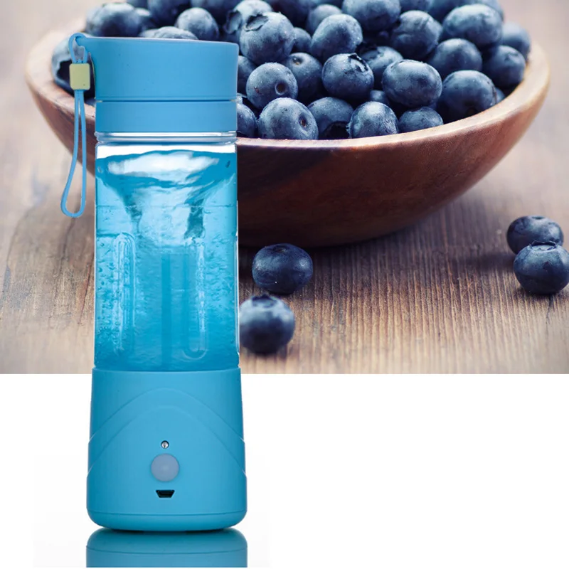  Cheap Mini Portable USB Electric Fruit Juicer Smoothie Maker Blender Rechargeable Blue  Free Shipping 