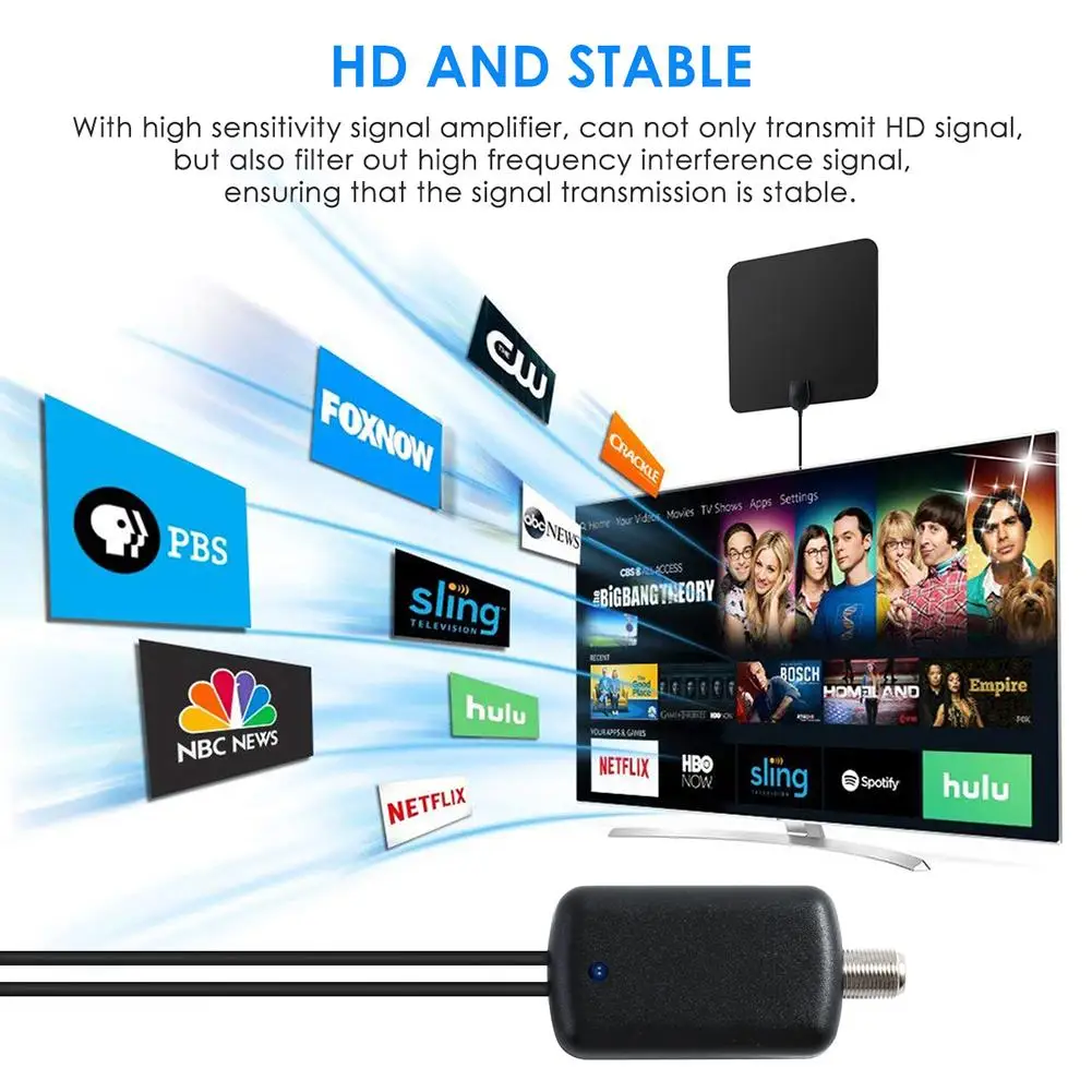 Новая 4K цифровая HDTV Антенна комнатная антенна с усилителем HD 1080P DVB-T2 Freeview tv для жизни местные каналы вещания