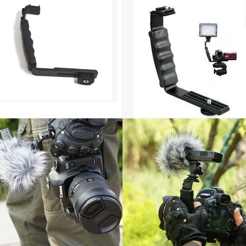L Shape Handle Grip Stand Holder For DV Camera Flashlight Camcorder Mic