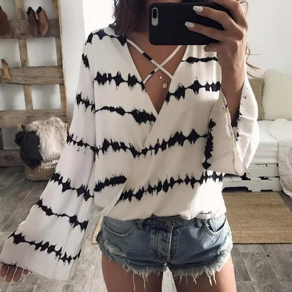 2017 Fashion Women Ladies Long Sleeve Loose Blouse Summer