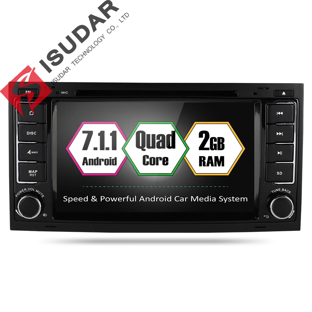 Isudar font b Car b font Multimedia Player GPS Android 7 1 1 2 Din Autoradio