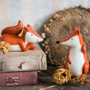 

Ceramic Fox Fairy Tale Style Literature And Art Children's Funny Scene Display Designer Matches Gifts Garden Decor