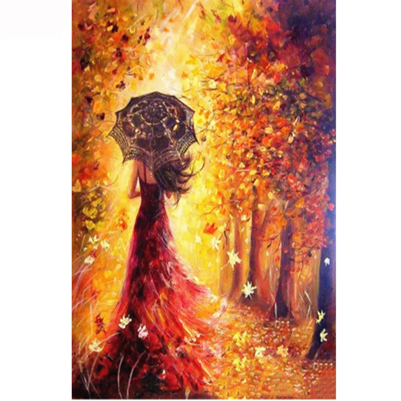 5D DIY Diamond Painting Beautiful Women Autumn Landscape 3D Full Square resinDiamond Embroidery Cross Stitch painting LK1
