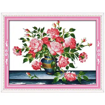 

Rich rose Counted Cross Stitch 11CT 14CT Cross Stitch Set flower Cross-stitch Kit Embroidery Needlework