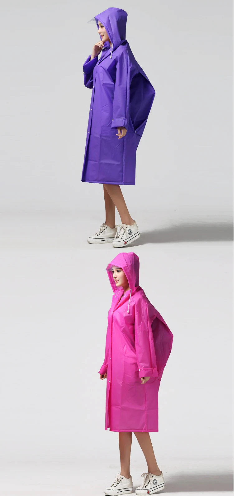 Women Transparent Portable Long Raincoats 19