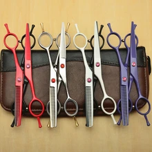 2 шт. индивидуальный логотип 5,5 дюймов Япония 440C профессиональные человеческие ножницы для волос Парикмахерские ножницы для резки+ истончение ножницы C1012