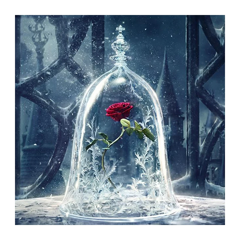 

Diamond Embroidery DIY Diamond Painting Red Rose Flower Ice Diamond Painting Cross Stitch Rhinestone Decoration Disney Movie