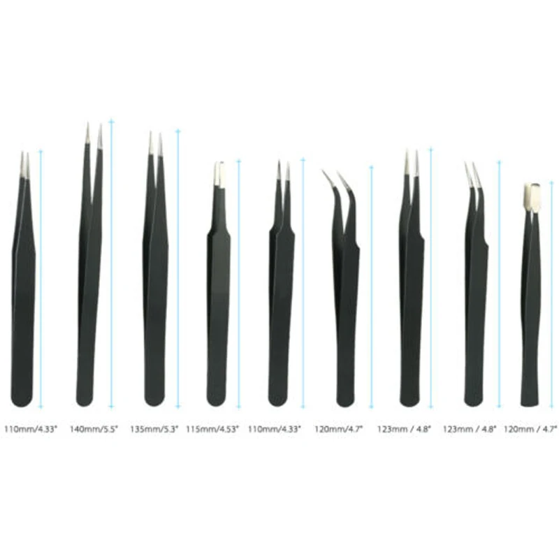 Антистатические ESD нержавеющая сталь пинцет Электроника промышленный прецизионный наконечник телефон ремонт ручной инструмент Пинцет Набор
