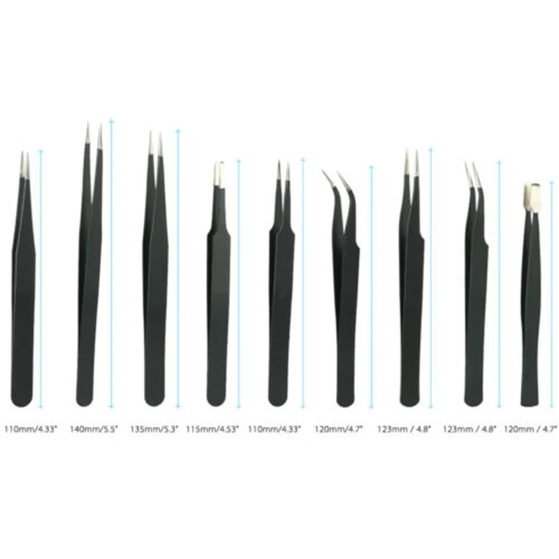 

Anti-static ESD Stainless Steel Tweezers Electronics Industrial Precision Tip Phone Maintenance Repair Hand Tool Tweezers Set