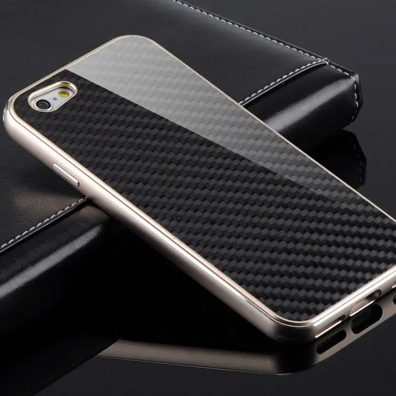 cheap Luxury Aluminum Metal Bumper Case For Apple iPhone 6 6s iPhone 6 6s Plus Cover Original Real Carbon Fiber Back Phone Cases Bags