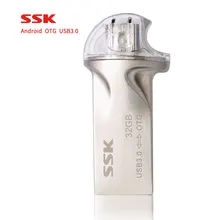Free shippingSSK smart phone usb flash drives pen drive 100% SFD247 16G 32G 64G USB 3.0 high speed double plug OTG mobile phone