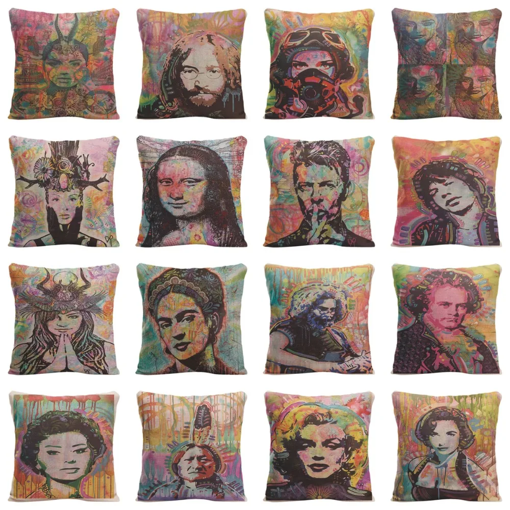 Мона Лиза улыбка Чехлы для подушек дома декоративные наволочки хлопок белье Красочные Подушка с изображением чехол можно сиденье печати