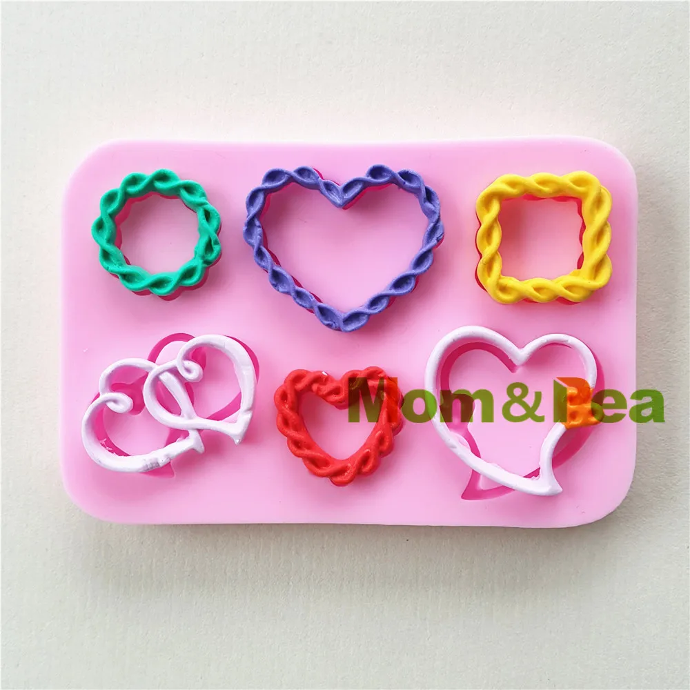 Mom &amp Pea 1021 Бесплатная доставка силиконовая форма в форме сердца Украшение торта