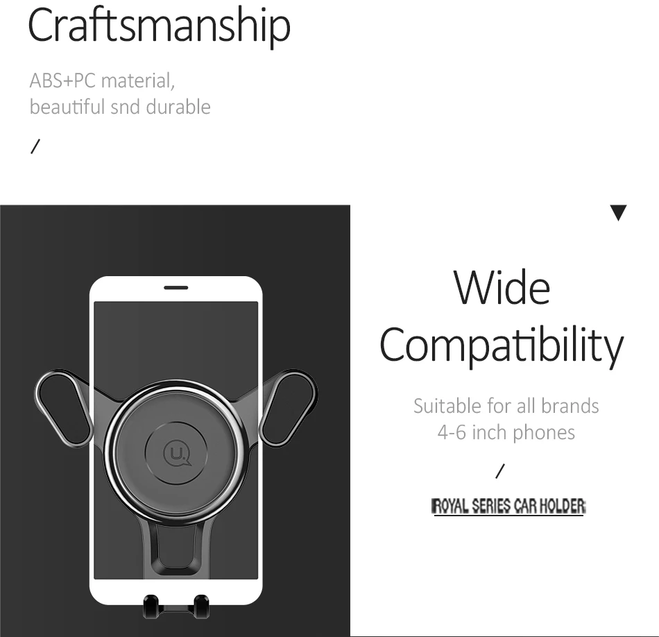 Вращающийся на 360 градусов Автомобильный держатель для телефона USAMS 4~ 6 дюймов Мини Автомобильный держатель для мобильного телефона