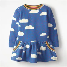 Рождественские платья принцессы для девочек; вечерние платья-пачки из хлопка с принтом облака; дизайн; модные праздничные платья для девочек