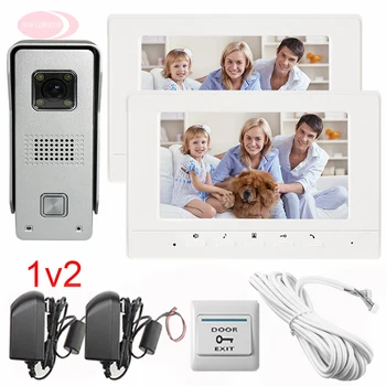 

1v2 Apartments Color 7" HD 700lines Door Bell Intercom System Support Weatherproof/Night Vision/Unlock/Monitor/Video function