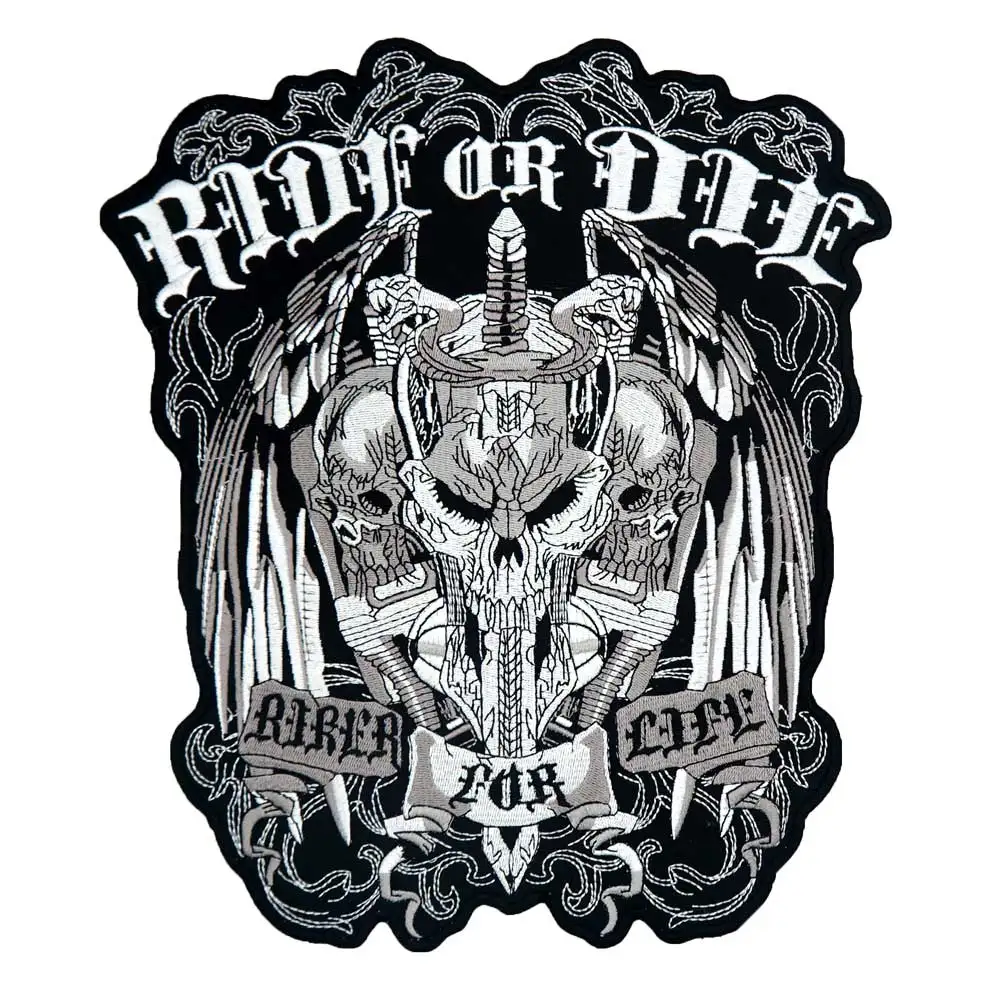 

RIDE OR DIE LARGE Patch Embroidered Applique Sewing Label punk biker Patches Clothes Stickers Apparel Accessories Badge