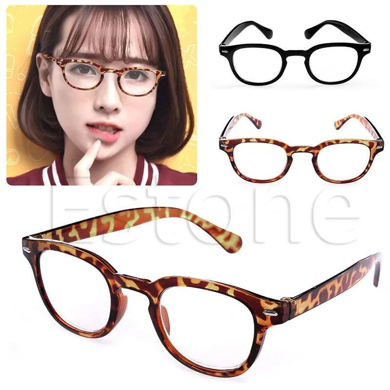 

Retro Round Frame Rimed Reading Glasses Eyeglasses Leopard-print Black +1 to +4