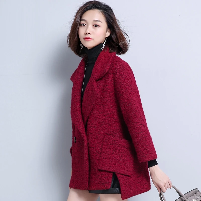 AYUNSUE Abrigos Короткое шерстяное пальто для женщин, корейские свободные пальто, шерстяное Женское пальто, модное Casaco Feminino пальто KJ178