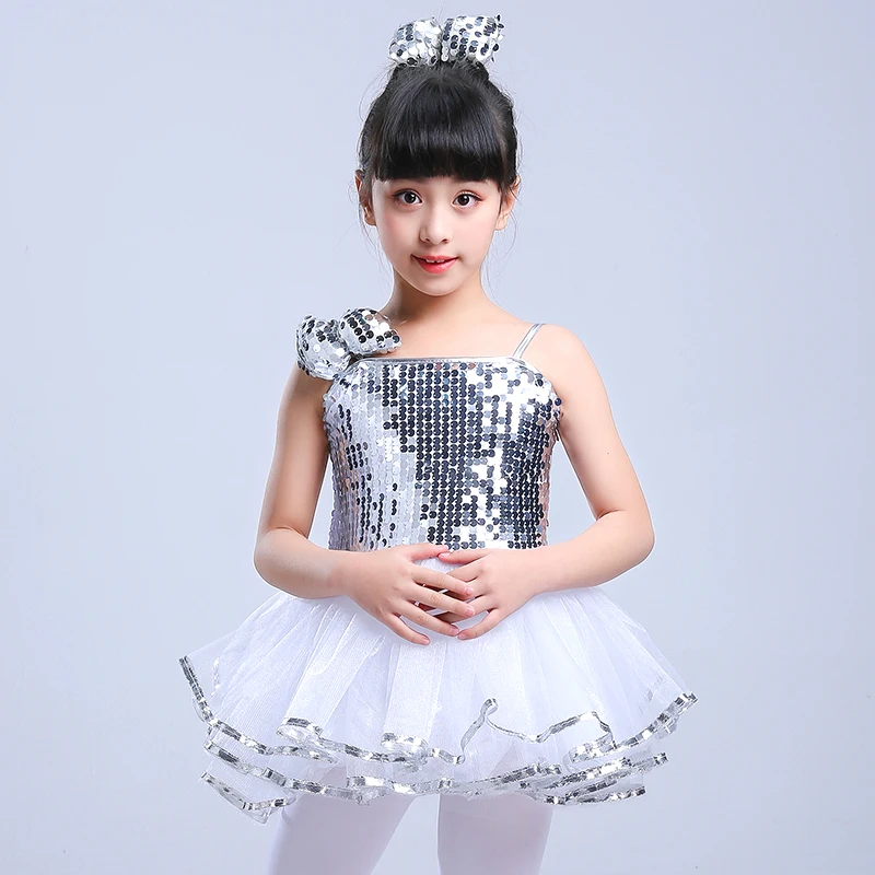 Girls Ballroom Dress For Children Girl Dance Dresses Kids Sequins Costumes For Girls Professional Dance Girl Stage Dancewear New