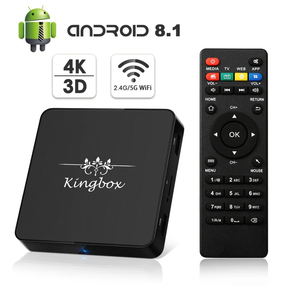 Newest Kingbox Android 8.1 TV Box 2.4G 5G Dual Wifi 2GB RAM 16GB ROM RK3229