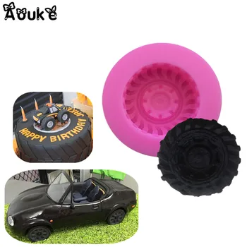 

Car Tires Shape Liquid Silicone Mold Fondant Cake Molds Chocolate Candy Biscuits Moulds DIY Wedding Decoration Baking Tools M128