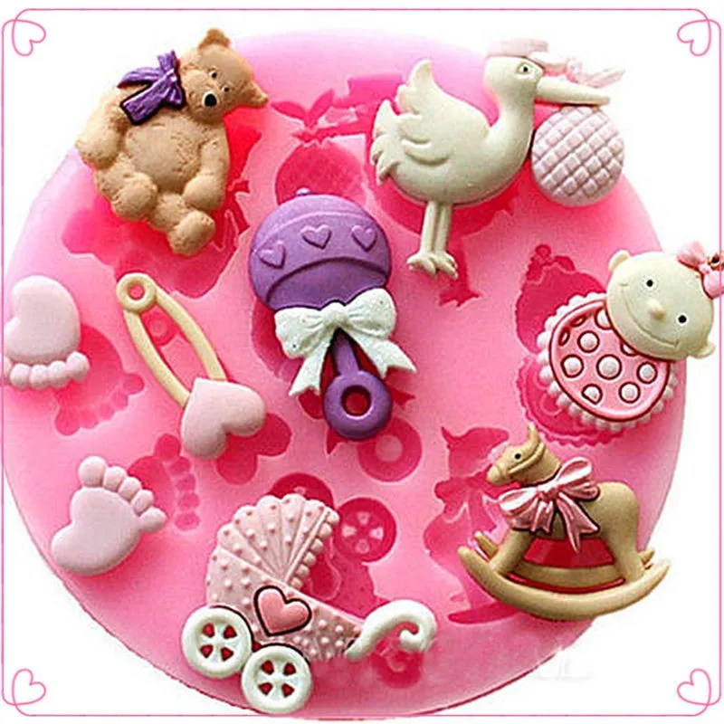 

Baby Shower Party 3D Silicone Fondant Mold For Cake Decorating silicone mold Fondant Cake sugar craft Moulds Tools