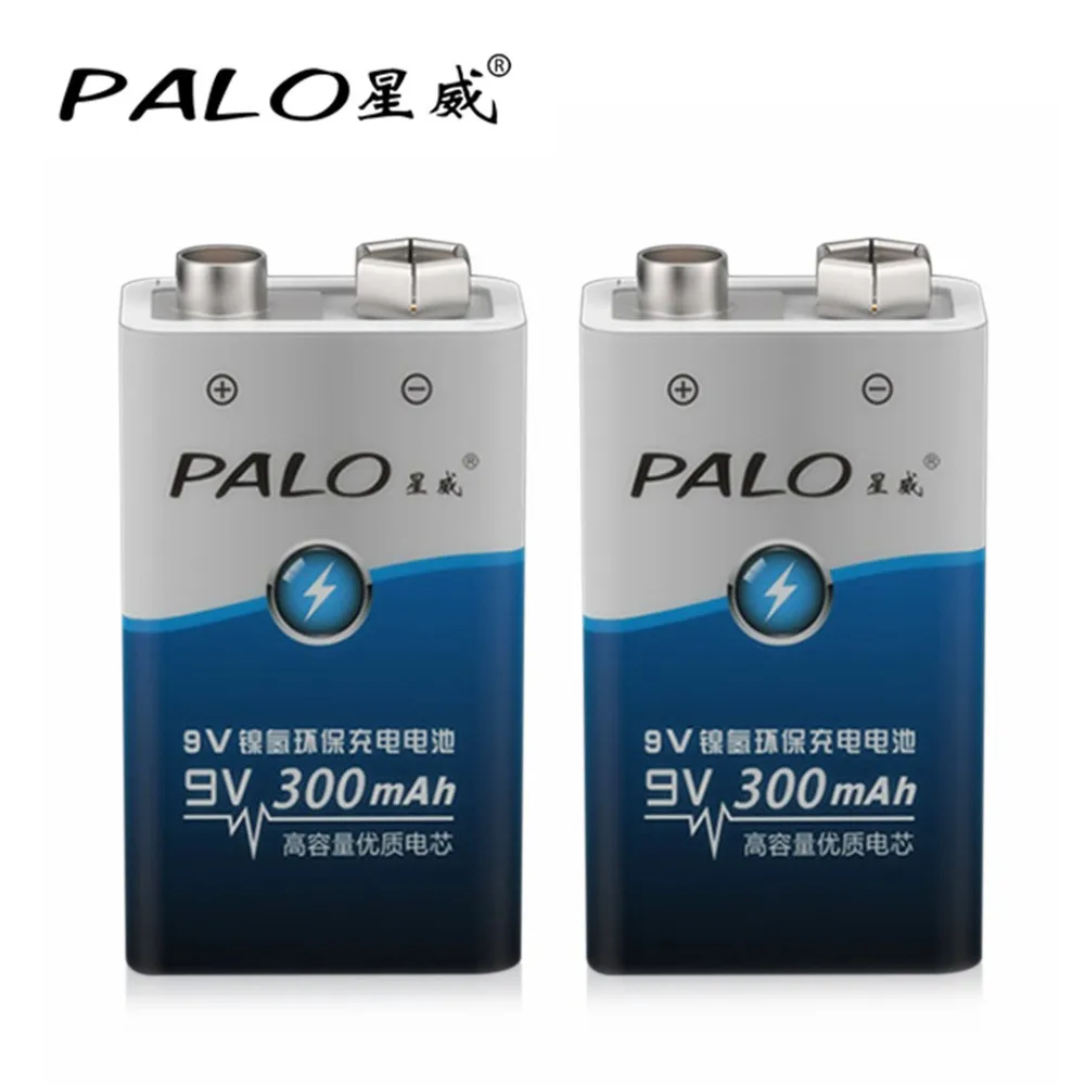 

PALO 2pcs/set 6F22 006p 9V NI-MH 300mah Environmentally Friendly Rechargeable Batteries for Alarm Toys etc