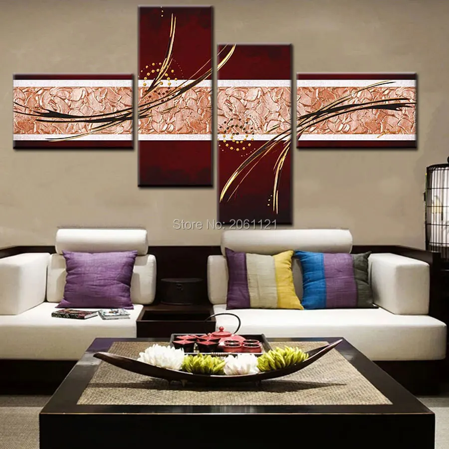 Hand Made Modular Dinding Lukisan Abstrak Brown Canvas Lukisan Hand Made Modular Dinding Lukisan Abstrak Brown Canvas Lukisan