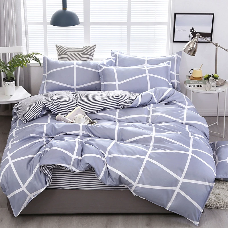 Double Sided Striped Grey White Sheets