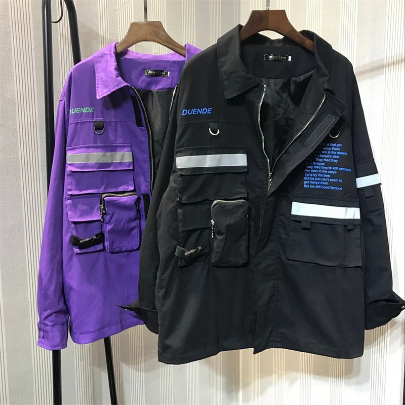  Street Jackets Hip Hop Erkek Mont Patchwork Punk Rock Men Coat Big Size   (23)