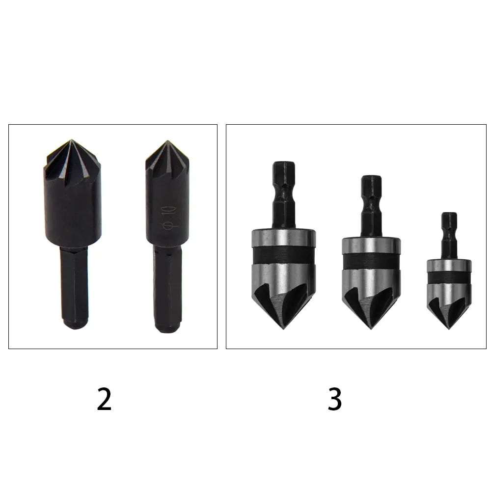 High Carbon Steel Chamfer Hex Handle Countersink Boring Set for Wood Soft Metal Quick Change Drill Bit Tools Chamfering Machine