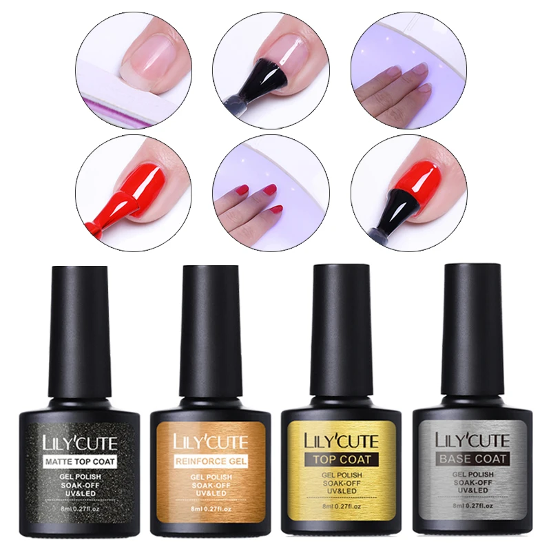 LILYCUTE 8ml Reinforcement UV Gel Polish Nail Strengthener Soak Off