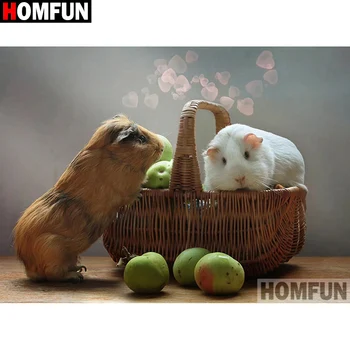 

HOMFUN 5D Diy Diamond Painting Cross Stitch "Hamster fruit basket" Home Decor Full Rhinestones Inlay Diamond Embroidery A26087