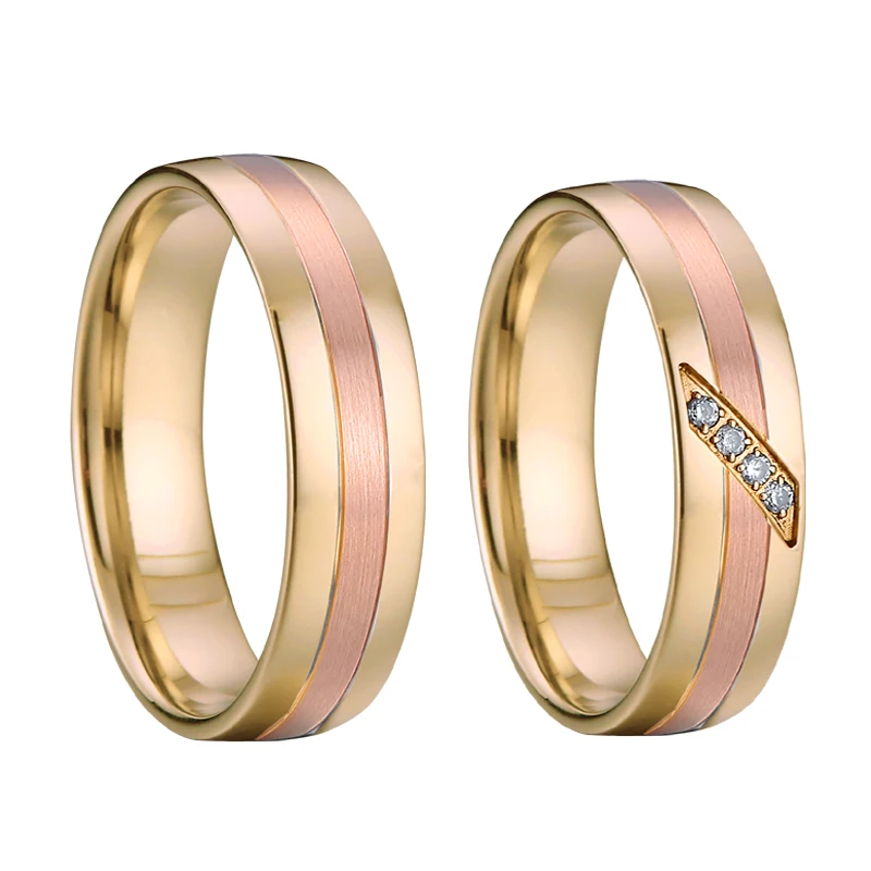 

Wedding Band Titanium Rings for men Custom tailor jewelry Alliances Rose Yellow Gold Color Couple Rings for women