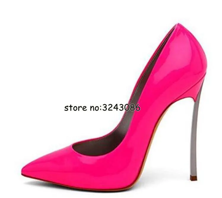 Women Pointed Toe Pumps Blade Metal High Heels Red Beige Stiletto Court Heeled 12 cm Pumps Slip-on Office Lady Shoes