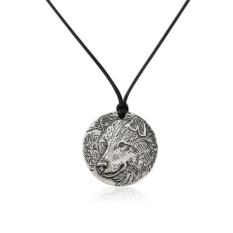 

Newest Wolf Head Necklace Alloy Round Animal Pendant Jewelry Vintage Amulet Necklaces Women/Men Gift Jewelry Drop Shipping