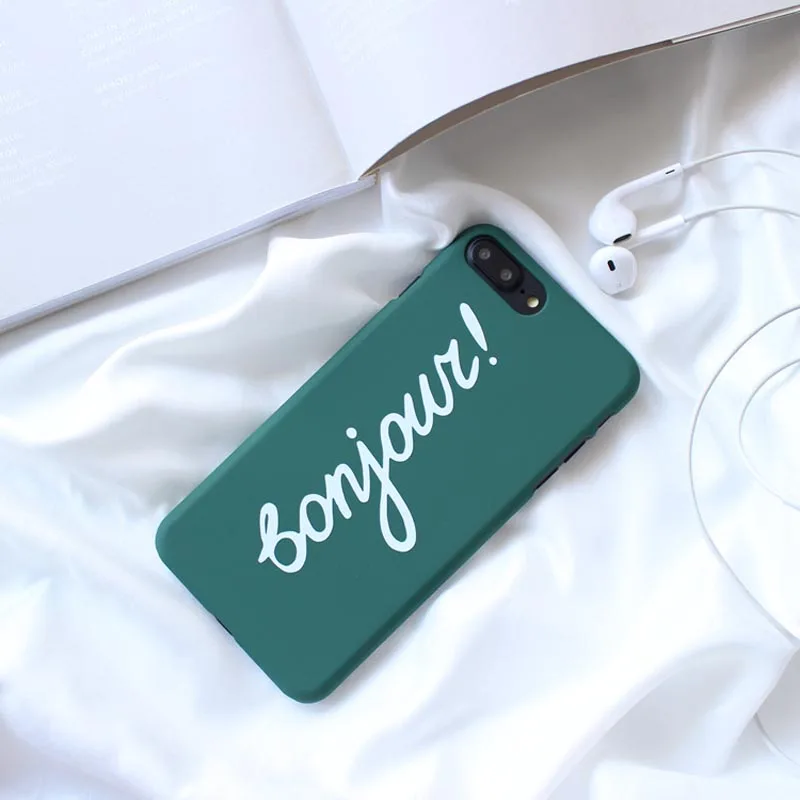 

Simple French phone case for iPhone6 6S 7 TUP Anti-fall phone case for iPhone7P 8 8P Scrub phone case for iPhoneX XS XR MAX