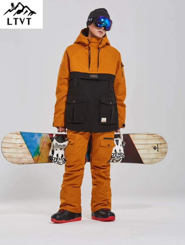 LTVT Snowboard Clothing Men's Women's Snow Suit Color Matching Thicken